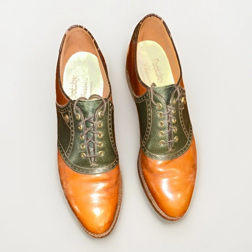FootJoy Classics 55848 Men's Brown Green Leather Golf Shoes Handcrafted Size 10